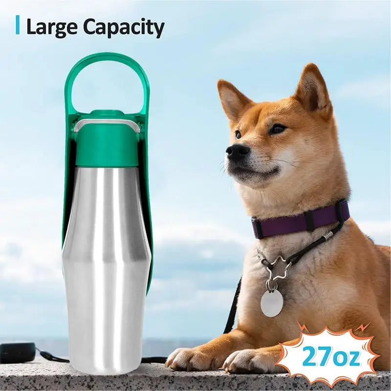 Borraccia per Cani 800ml in Acciaio Inossidabile Dispenser Acqua da Viaggio