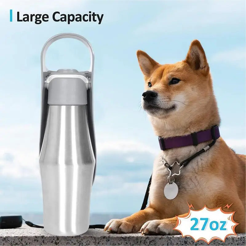 Borraccia per Cani 800ml in Acciaio Inossidabile Dispenser Acqua da Viaggio