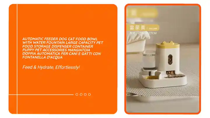 Automatic Feeder Dog Cat Food Bowl With Water Fountain Large Capacity Pet Food Storage Dispenser Container Puppy Pet Accessories Mangiatoia Doppia Automatica per Cani e Gatti con Fontanella d'Acqua by@Outfy